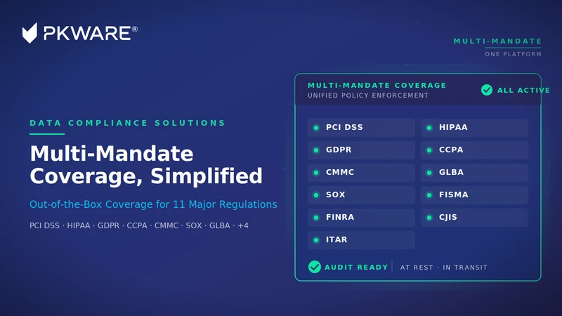 PK Protect supporting PCI DSS, HIPAA, GDPR and other mandates from one platform