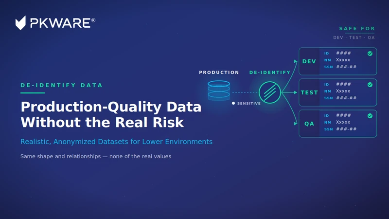 PK Protect de-identifying production data to give developers safe datasets